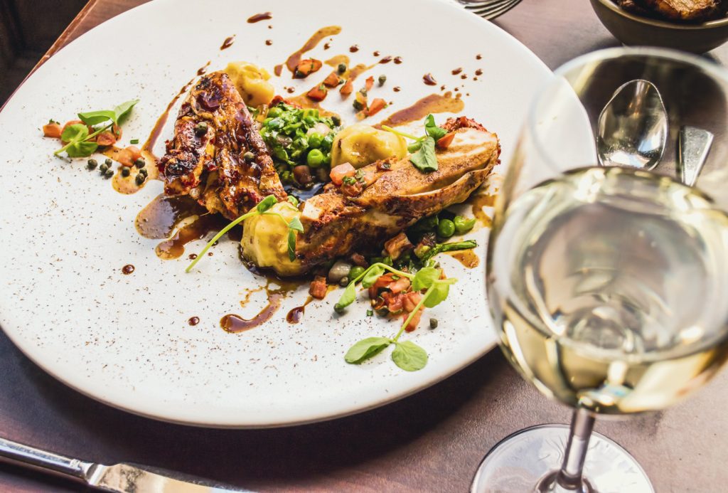 gourmet duck and white wine