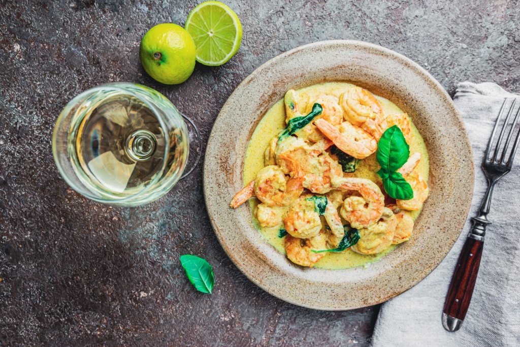 seafood curray and white wine